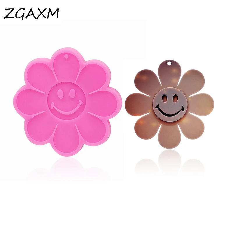 

LM994 Shiny sunflower epoxy resin silicone mould keychain pendant earring making mold handmade chocolate cake baking gadget