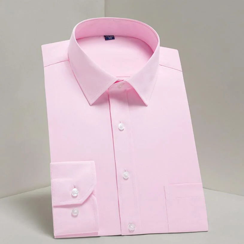 Men Dress Shirt Long Sleeve Shirts Solid Male Clothing Shirts 4XL