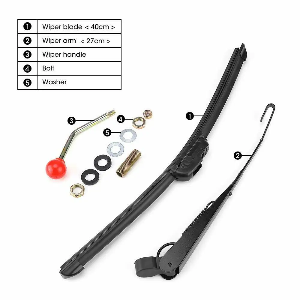 KEMIMOTO UTV Hand Operated Windshield Wiper Manual Wiper for Polaris RZR XP 900 1000 Hard Coated Or Glass Windshield