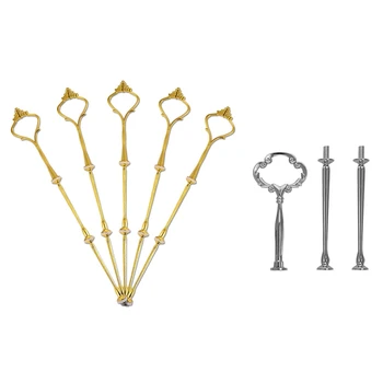 

15 Set 3 Tier Cake Plate Fruit Hanging Stand Cake Holder, 5 Set Golden & 10 Set Silver