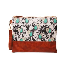 

1PC Sample Make Up Bag Cow Turquoise Sunflower Wrist Cheetah Cosmetic Bag Clutch bag DOM112-1851