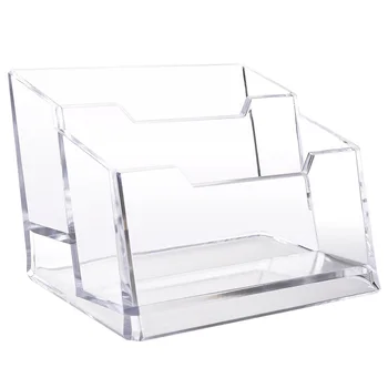

Acrylic Desktop Transparent Card Holder Double Room For desks and counter tops High quality 10.5cm*6.5cm*6.5cm