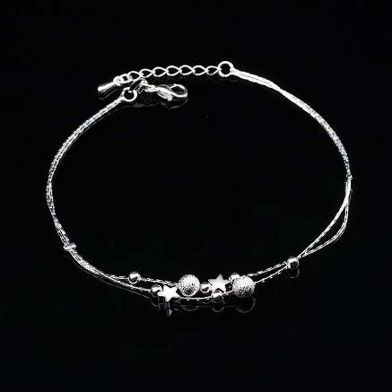 

Simple Fashion Five-pointed Star Anklet 925 Silver Ball Anklet, Designed for Women To Create Jewelry Gifts J020