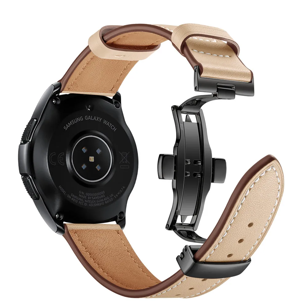20 мм сменный Браслет для часов для Garmin Vivoactive 3/3 музыка/3 ч/Vivomove HR кожаный ремешок для samsung Galaxy watch Active/42 мм - Цвет ремешка: Apricot-Black Clasp