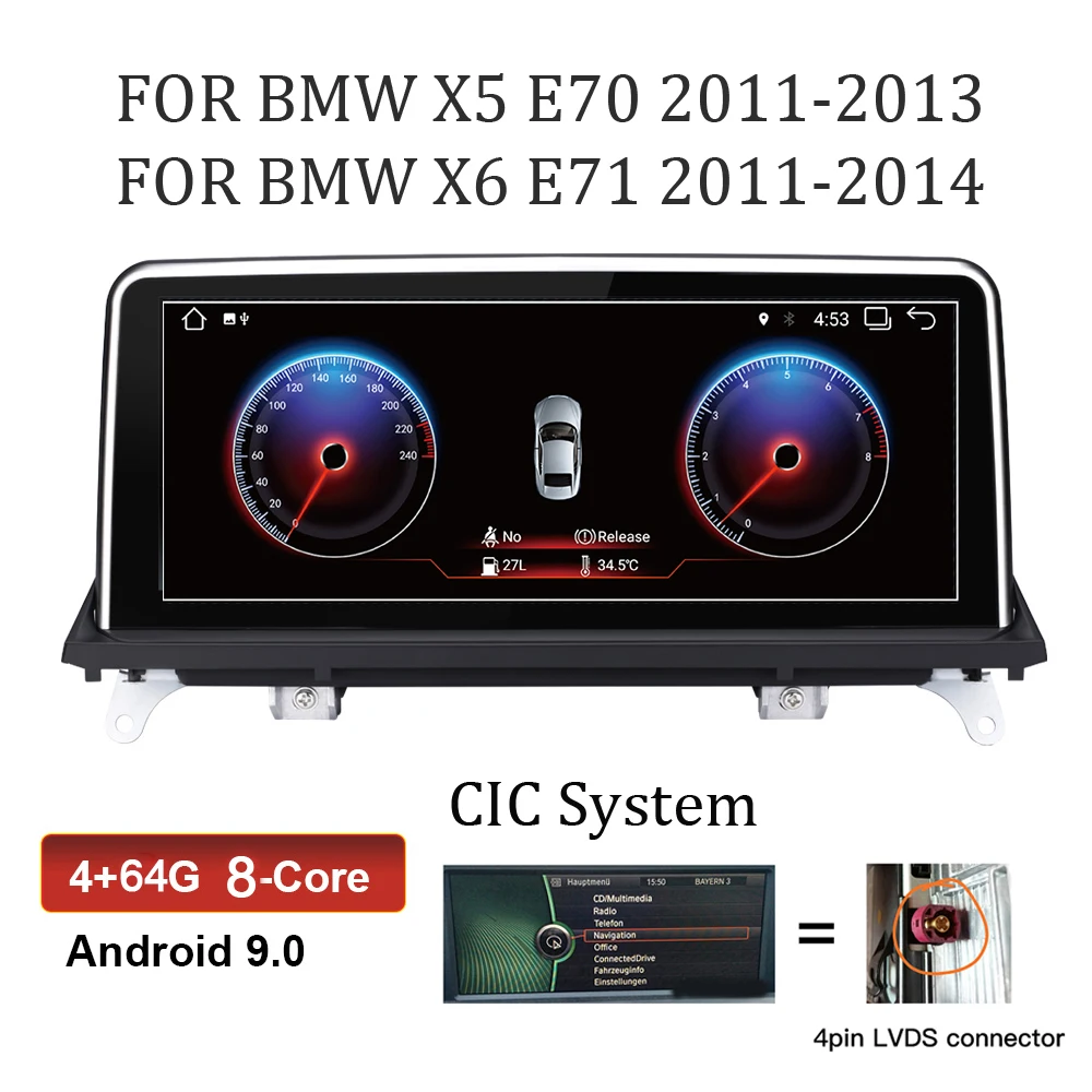 8 ядерный 4G MirrorLink Android 9,0 Автомобильный мультимедийный плеер Bluetooth Навигация Авто Радио 1 Din стерео DVD для BMW X5 E70 X6 E71 - Цвет: 8-Core-CIC