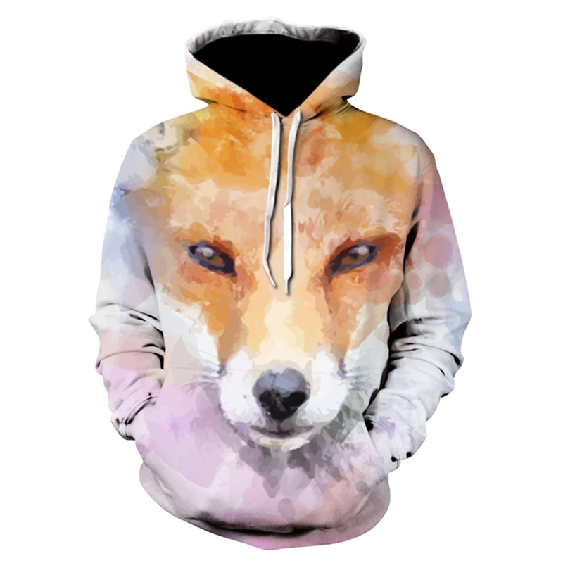 

2020 New Fashion 3d Print Fox/wolf/lion Design Hoodies Stylish Drawstring Pullover Sweatshirts Oversized Couple Tops