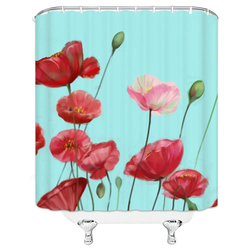 Waterproof Shower Curtain flowers Printed Bath Polyester Fabric Home Decor Curtains Hooks 180*200CM | Дом и сад