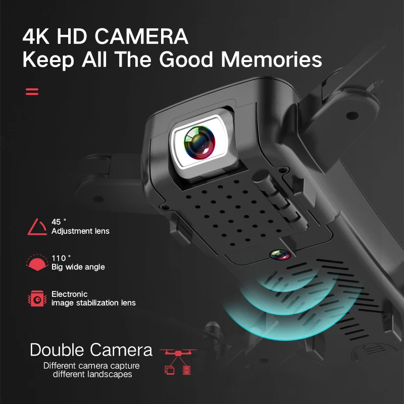  Drone camera 4k HD WiFi Quadcopter optical flow hover height keep dual camera RC helicopter flight 