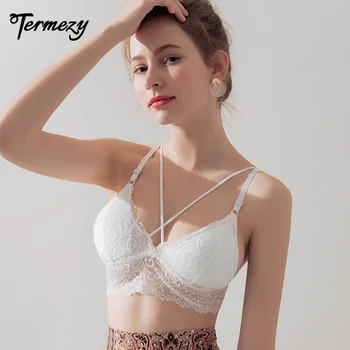 

TERMEZY Women Hollow Out Bralette Push Up Lace Brassiere Underwear Sexy Vest Female Add Pad Wireless Bra Seamless Lingerie