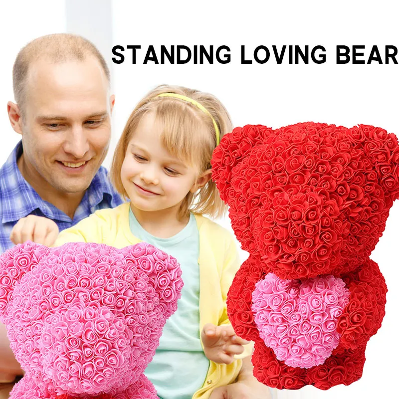 

PE Bear Dolls Toy Wedding Romantic Artificial Rose Girlfriend Lovely Birthday Rose Bear Gift Decorations Valentine'S Day Love