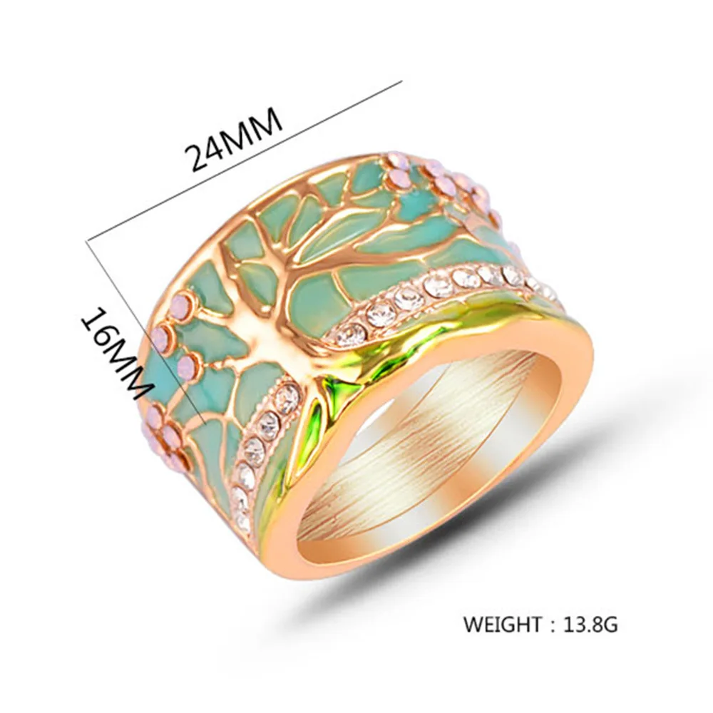 Горячая Лаки цветок дерево кольца модные цвета: золотистый розовый опал зелёная - Фото №1