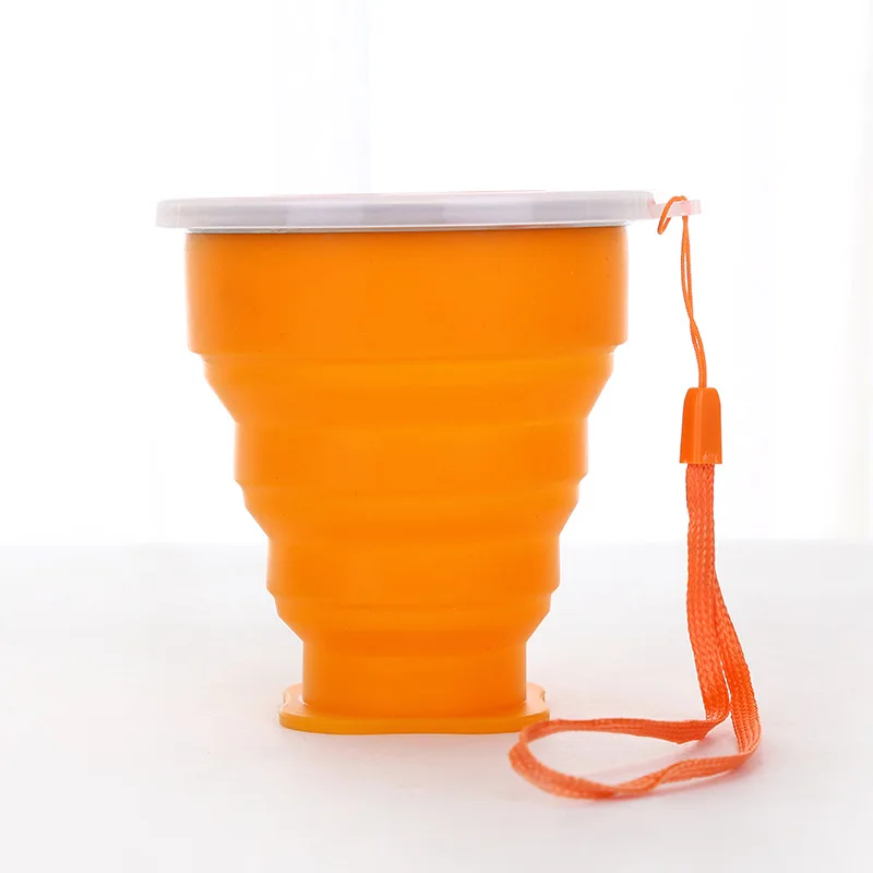 Orange Уличная портативная складная бутылка для воды Складная Многофункциональная креативная стеклянная телескопическая стеклянная Складная силиконовая чашка с крышкой - Цвет: Orange