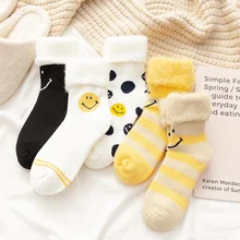 Dreamlikelin толстые женские носки с милым смайликом японский стиль теплые зимние Бархатные забавные носки