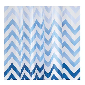 

Thickened Polyester Waterproof Toilet Geometric Stripe Gradient Printing Bathroom Partition Include 12 Plastic Hooks