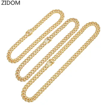

Men Hip hop iced out bling chain necklaces 100% CZ AAA Zircon 13.5mm/18-24inch long Miami Cuban Link Necklace Men hiphop jewelry