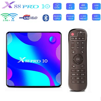 

X88 PRO 10 Android 10.0 Smart TV Box 16G 32G 64G 128G RK3318 BT4.0 TV BOX 5.8G Dual Wifi Media Player Youtube 4K Set Top Box