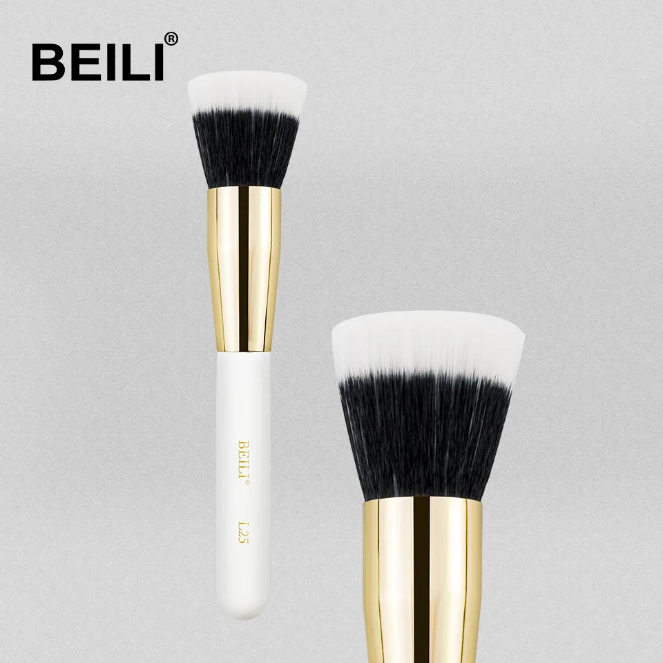BEILI Роскошная одинарная Кисть для макияжа Y21 XGF из козьего волоса, для смешивания, дымчатые тени, жемчужно-белая ручка, золотой ободок, Новинка - Handle Color: L25