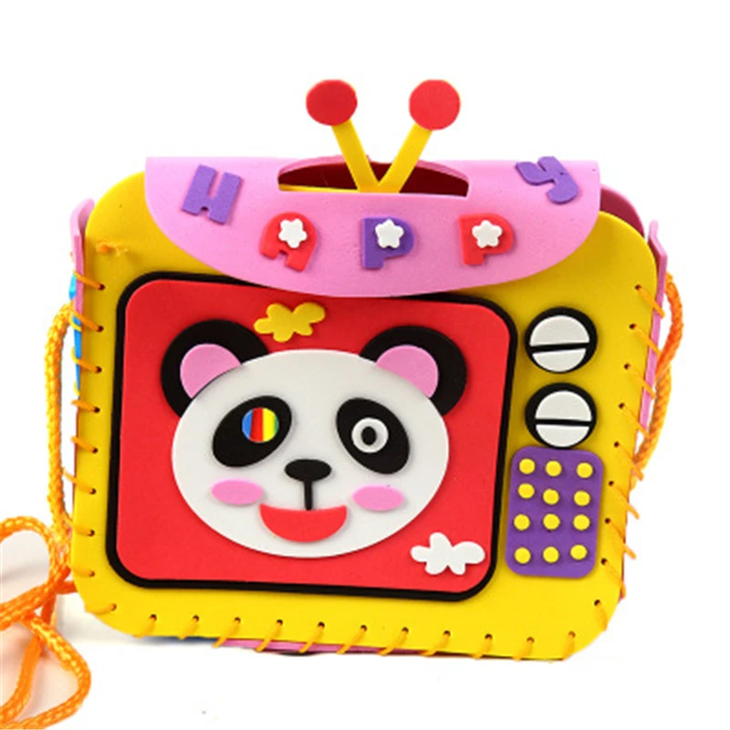 1 Set Multicolor Handmade EVA Foam Puzzles Lovely Animals Children Bags DIY Crafts For Kids Interactive Educational Toys