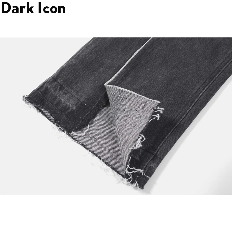 Dark Icon Middle Split High Street Jeans Men Washing Grey Straight Hip Hop Jeans Men's Denim Pants