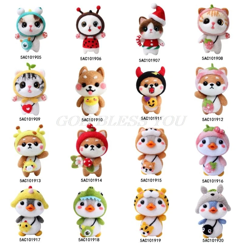 Mwergkou Christmas Cat Wool Felt Craft DIY Unfinished Poked Set Handcraft Needle Material