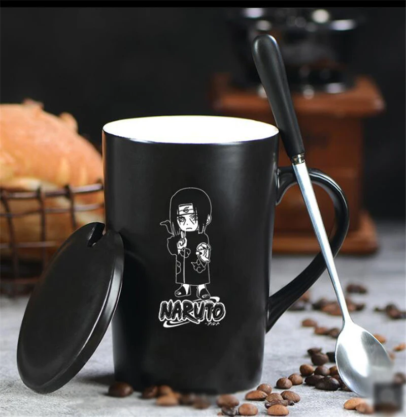 Аниме Наруто керамическая чашка для кофе и молока резьба Hokage кружка и крышка и ложка воды чай Uzumaki Наруто посуда для напитков подарки на Хэллоуин новинка - Цвет: F