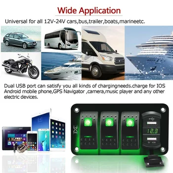 

RV Rocker Switch Green 12V-24V For 4 Gang Toggle Rocker Switch Panel Boat