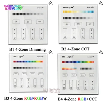 

2.4G Miboxer B1/B2/B3/B4 4-Zone Smart Touch Panel led Dimmer Controller for RGB/RGBW/CCT Brightness led strip light