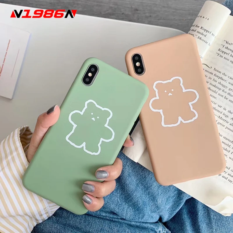 

N1986N Phone Case For iPhone 6 6s 7 8 Plus X XR XS Max Fashion Cute Cartoon Lovely Bear Soft TPU Silicone For iPhone XR Case