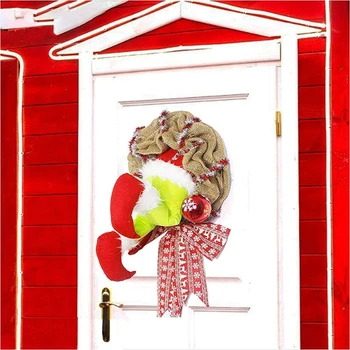 

Christmas Wreath Christmas Burlap Wreath Christmas Garland Decorations,Stuffed Legs Stuck in Wall Super Cute Lovely Great Gifts