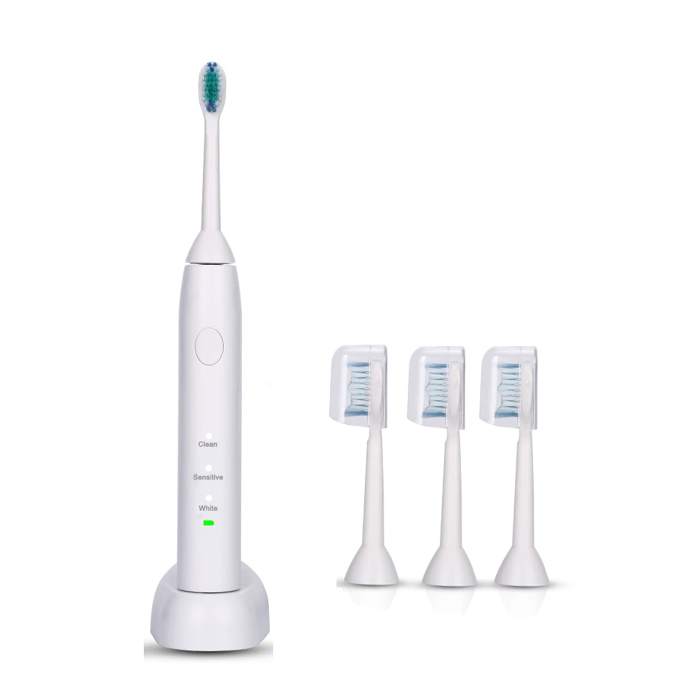 AZDENT Sonic перезаряжаемая электрическая зубная щетка 3 режима портативная электрическая зубная щетка отбеливающая щетка для ухода за полостью рта - Цвет: White 1 and 4