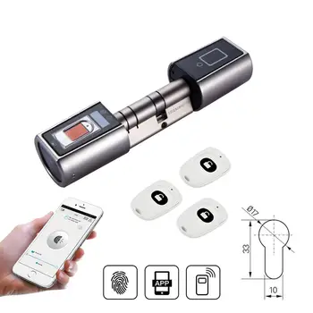 

L5SR-Plus Small Bluetooth Smart Lock Electronic Cylinder Outdoor Waterproof Biometric Fingerprint Scanner Keyless Door Locks