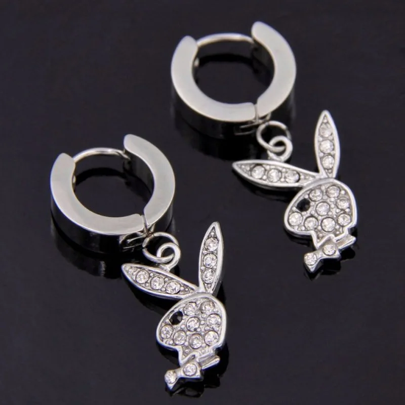 

2021 New Hot Stainless Steel Hippop 2 colors Earrings Rabbit Bunny Drop Earrings