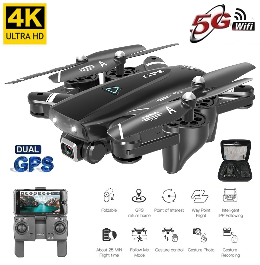 S167 GPS Drone с камерой Квадрокоптер дистанционным управлением Дрон 4K Wi Fi FPV складной