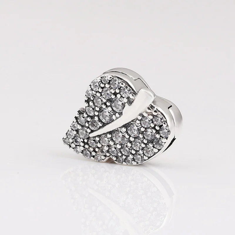 

100% 925 Sterling Silver Bead Shining Leaf Retaining Clip Fit Pandora Women Bracelet & Necklace Diy Jewelry