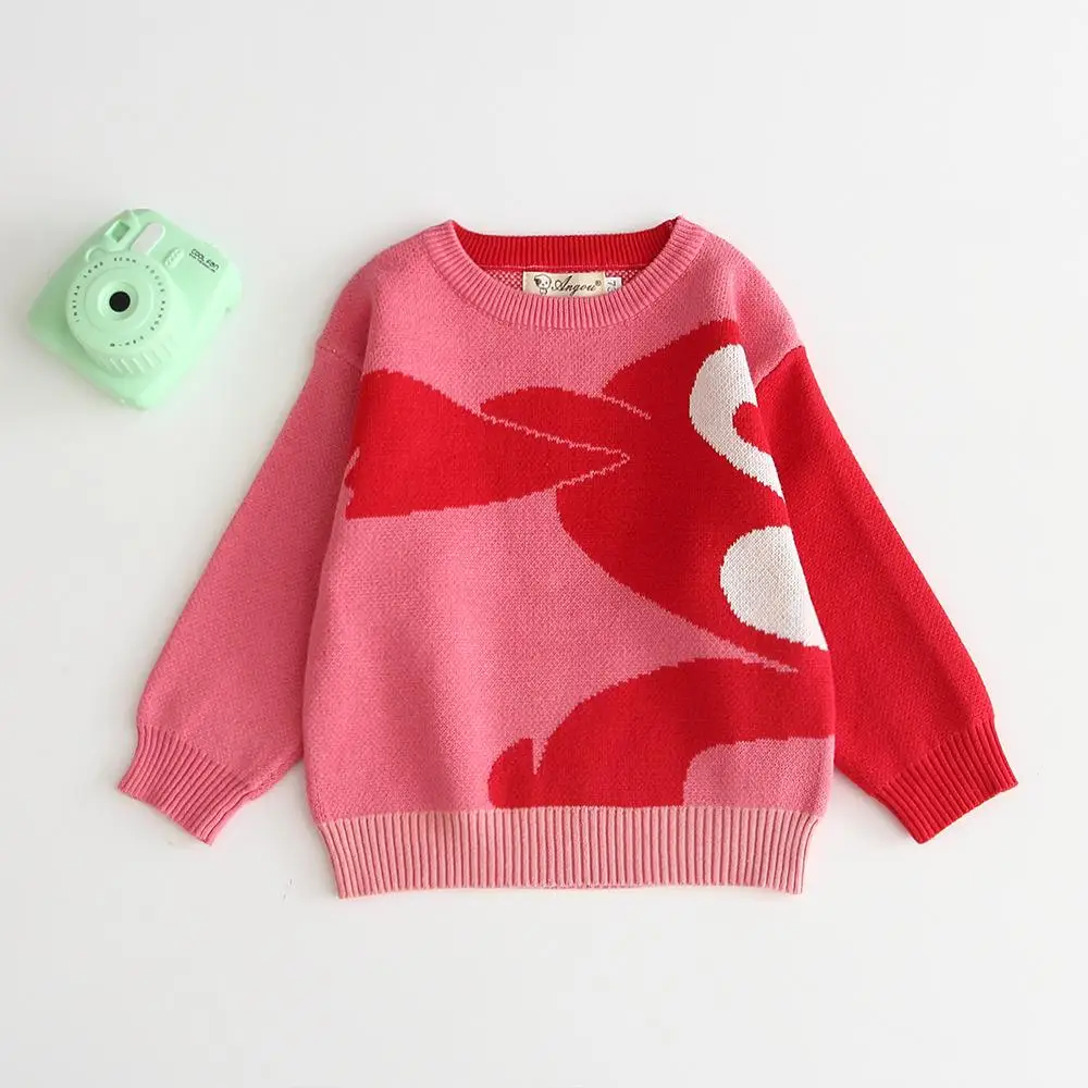 Girls'cardigan и полосатый вязаный свитер для маленьких девочек одежда осень-зима детская трикотажная одежда детский пуловер, свитер - Цвет: Красный