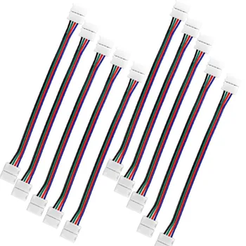 

New 10mm 4 Pin LED RGB Strip Connector For SMD 5050 RGB LED Strip Light Solderless PCB Board with Two Female Connector Connect C