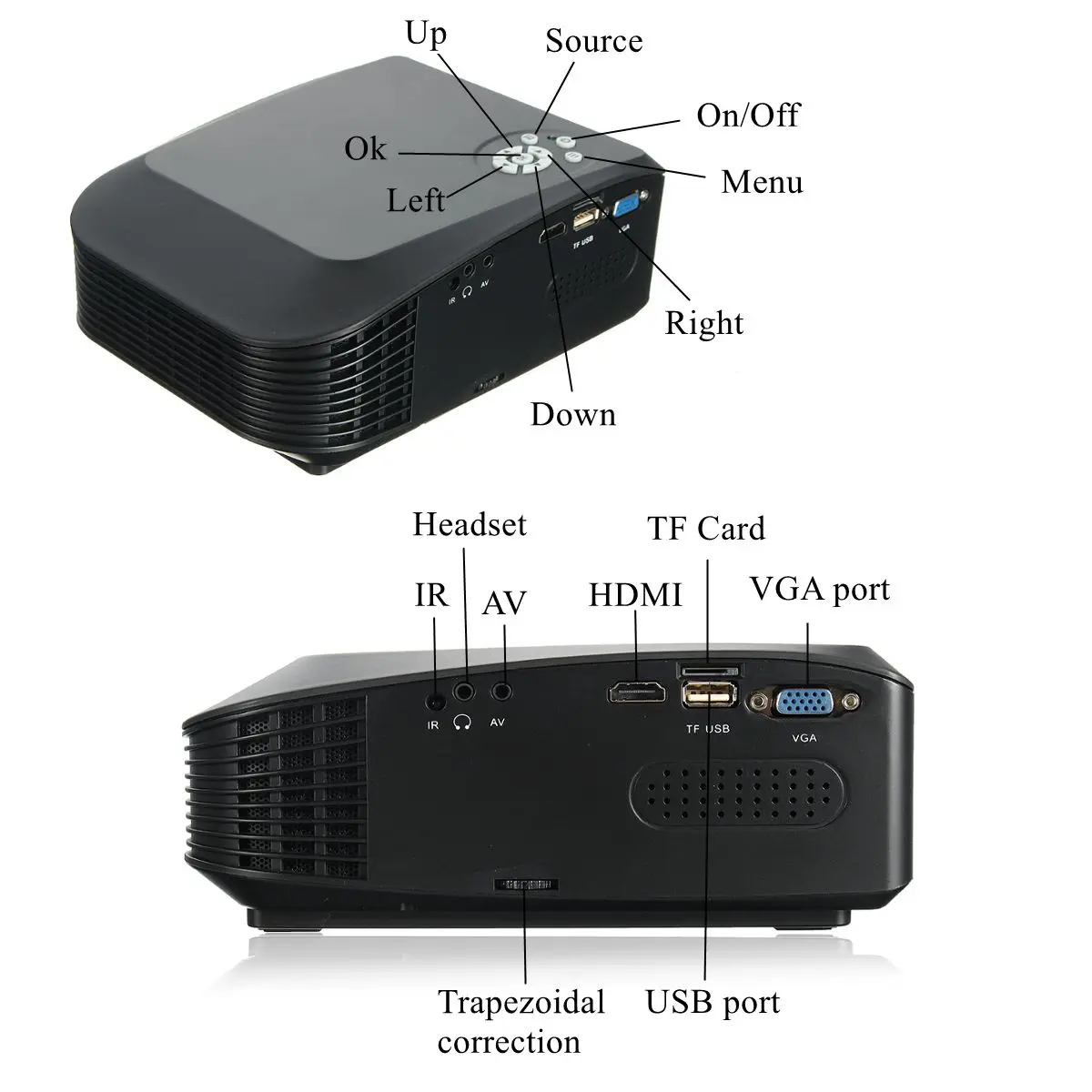 LEORY BP-M400 1080P HD 7000 люмен 3D светодиодный проектор мультимедиа кинотеатр USB AV tv