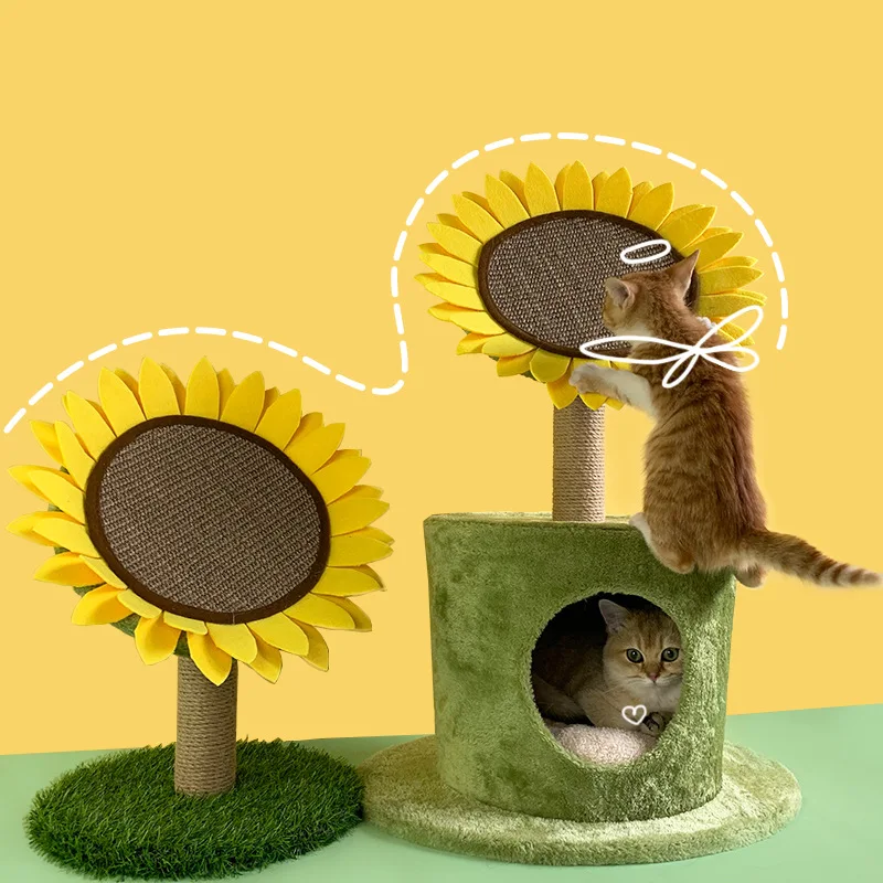 

Sunflower Cat Teaser Toy Cat Nest Vertical Type Sisal Scratching Pole Scratching Board Cat Claws Grinding Board a Lint Cat Climb