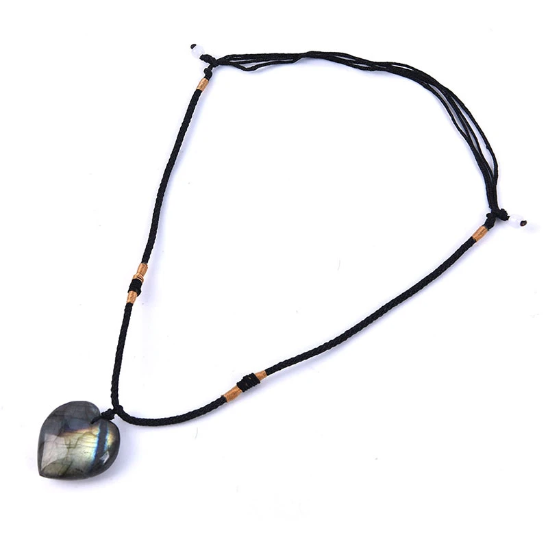 1stücke Natürliche Herzförmigen Anhänger Labradorit Mondstein Halskette Geschenk