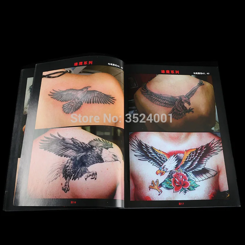 Флэш альбом для татуировок 1 шт. Размер A4 эскиз контур Eagle HAWK Gongbi рисование ссылка