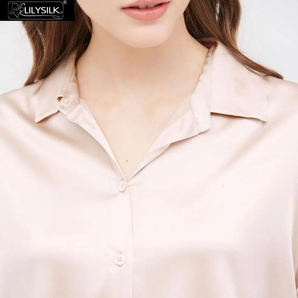 LilySilk шелковая блузка рубашка Женская Повседневная стильная Базовая Женская Новая