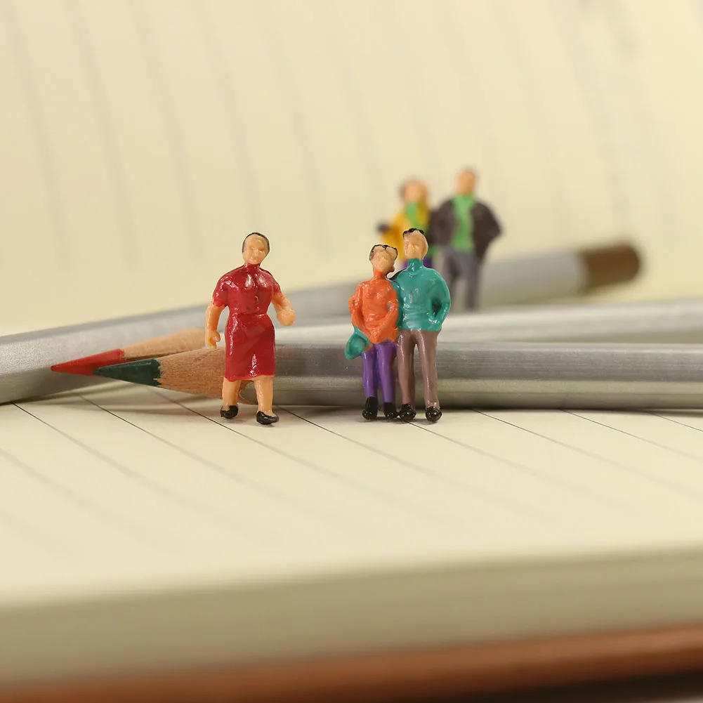 P100W 100pcs Model Trains 1:87 Painted Figures HO TT Scale Standing People Assorted Poses - Image 2