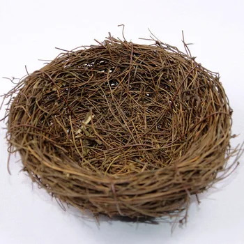 

20cm Bird Cage Nest Round Rattan Bird Nest Handmade Craft Vine Simulation Bird Nest Decor Props Home Garden Window Display