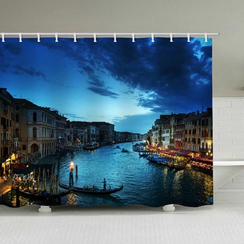 

Shower Curtains Gorgeous Colorful Blue Venice Water City Scenery Shower Curtain Waterproof Mildew-proof Polyester Curtains