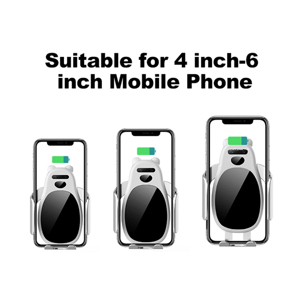 C0 15 Вт автомобильное беспроводное зарядное устройство инфракрасный автоматический индукционный автомобильный держатель в форме панды для быстрой зарядки для Iphone Xs samsung S10