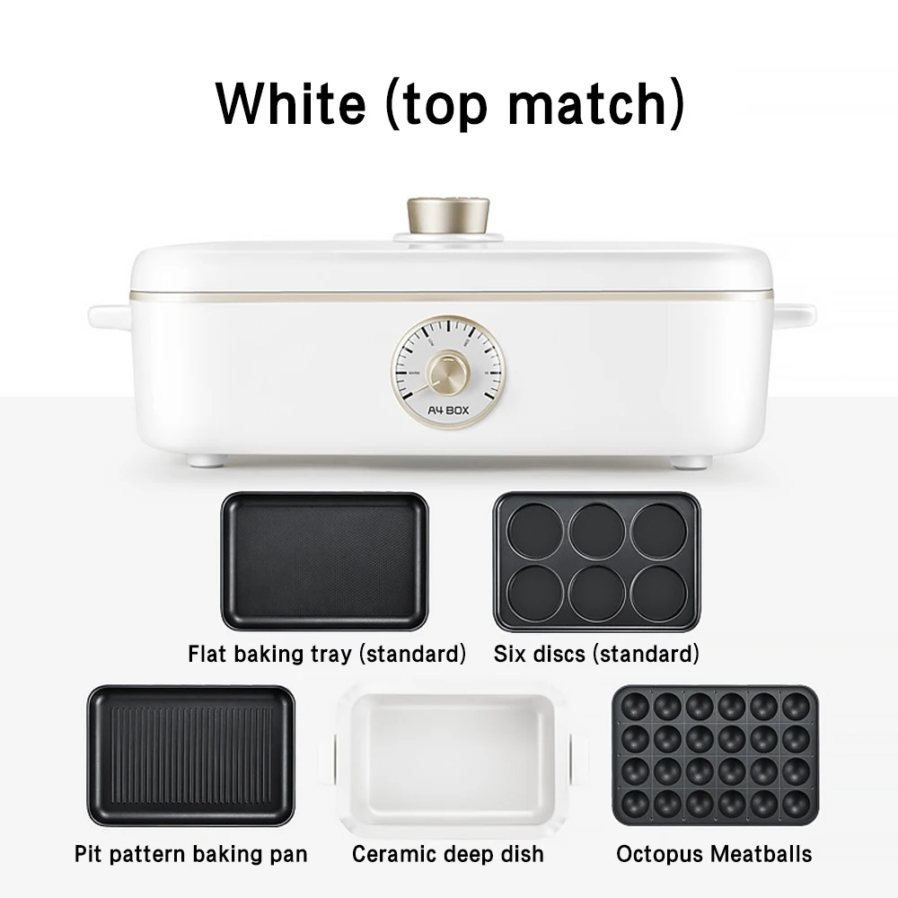 White-Top YUEWO, 220 В, многофункциональная электрическая плита для барбекю, горячий горшок, железная плита, плита для барбекю, сковорода, машина для жарки барбекю - Цвет: White-Top