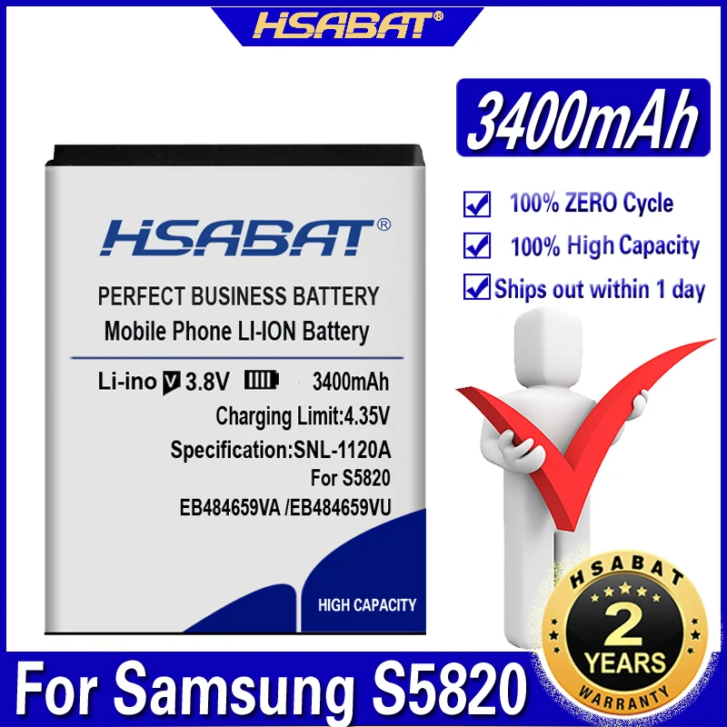 Аккумулятор HSABAT 3400 мАч EB484659VU для Samsung GALAXY W I8350 T759 W689 S5820 I8150 Exhibit 4G S8600 I519 X Cover S5690 |