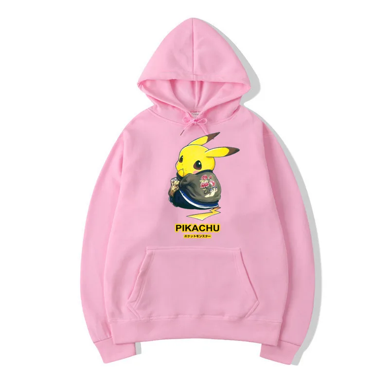T125A-pink Женские толстовки Пикачу унисекс розовые толстовки забавное пальто для девочек женская кофта с капюшоном - Цвет: T125A-pink