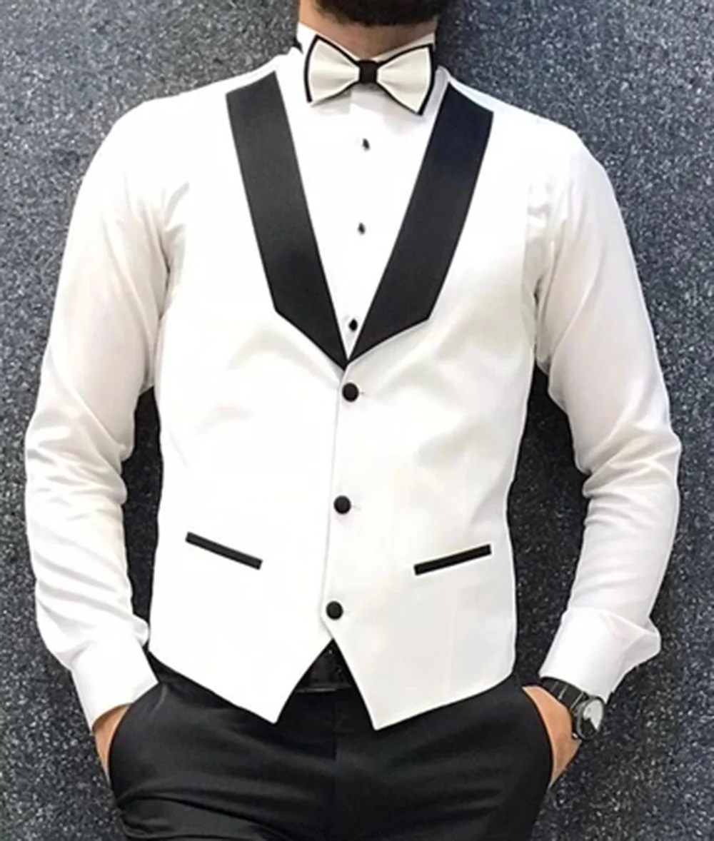 Men Suits 3 Pieces Slim Fit One Button Casual Business Groomsmen Brown Peak Lapel Tuxedos For Formal Wedding(Blazer+Pants+Vest)