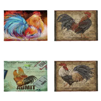 

Vintage Style Animal Msntel De Mesa Rooster Chicken Colourful Alphabet Cloth Tablecloth Polyester Linen Dinner Table Cloth A